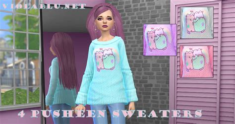 Pusheen Sweaters For Sims 4 Violablu ♥ Pixels And Music ♥ Sims 4