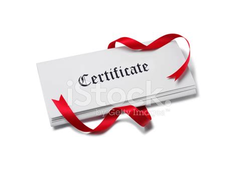 Certificate On Paper With Red Ribbon Stock Photo Royalty Free