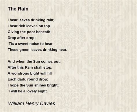 The Rain Poem By William Henry Davies Poem Hunter