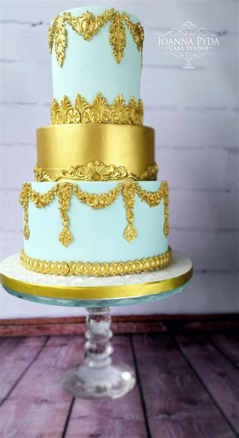 Gold And Blue Cake Elegant Cakes Chandelier Cake