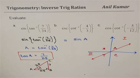 Evaluate Exact Value Of Trigonometric Expressions With Inverse