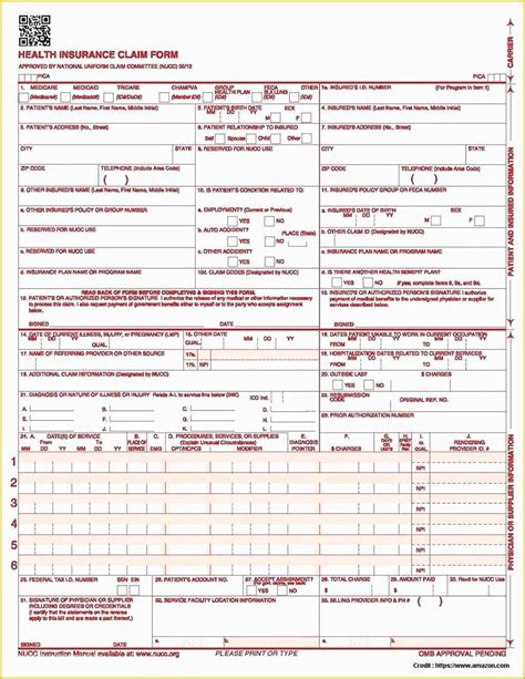 Free Health Insurance Claim Form 1500 Template Of Medical Claim Form