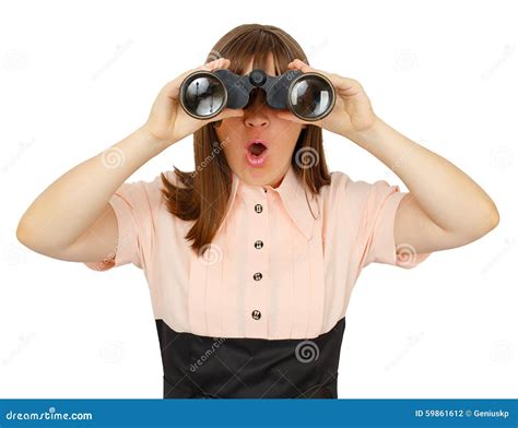 Shocked Business Woman With Binoculars Stock Photo Image Of Female