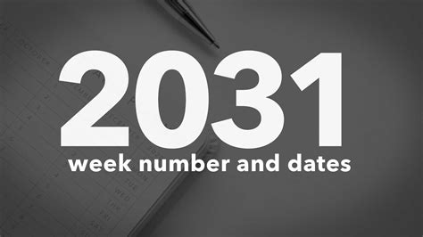 2031 Calendar Week Numbers And Dates List Of National Days