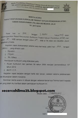 Contoh Berita Acara Rapat Pengembangan Kurikulum Ktsp Dan ...