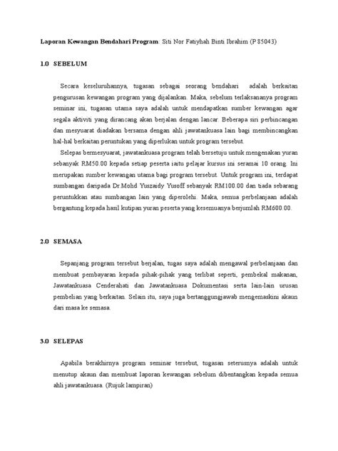 Contoh laporan kewangan program sekolah for more information and source, see on this link : Laporan Kewangan Bendahari Program