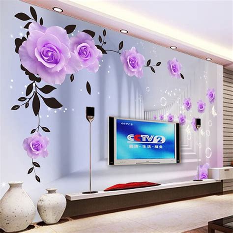 Or, for a pleasant bed and breakfast warmth, consider a french. Custom 3D Stereo Purple Rose Mural Wallpaper For Bedroom ...