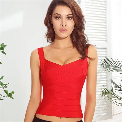 Hqbory Sexy Women Criss Cross Red Bandage Top Vests Classic Strip