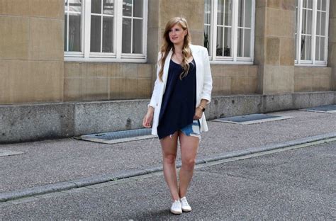 Sp Tsommeroutfit Jeansrock Wei Er Longblazer Brinisfashionbook