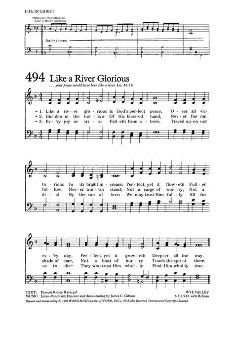 The Hymnal For Worship And Celebration 494 Like A River Glorious