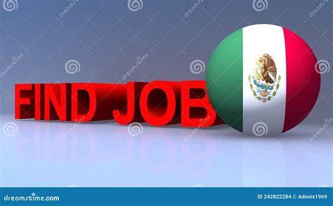 Find Job with Mexico Flag on Blue Stock Illustration - Illustration of