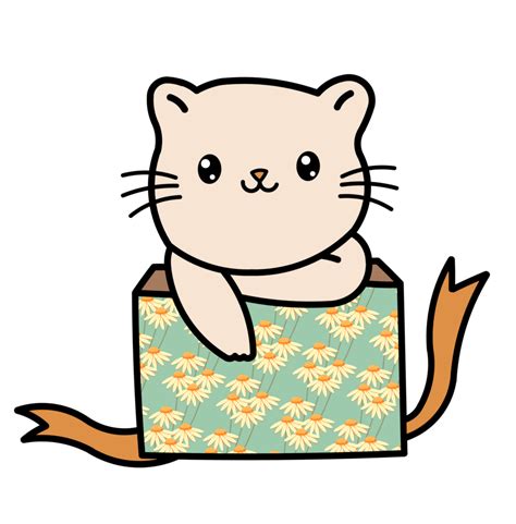 Cute cartoon cat in a colorful gift box 23655425 PNG