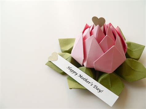 Personalized Mothers Day Origami Lotus Flower In Blossom