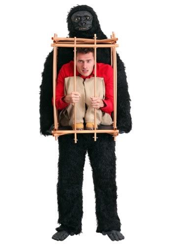 Man In Cage Gorilla Costume Adult Funny Halloween Costumes