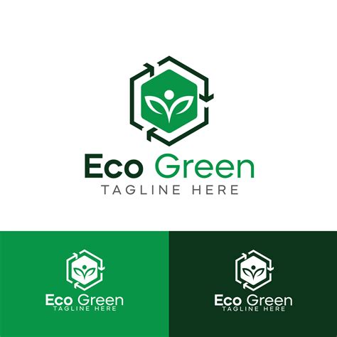 Eco green solutions logo template premium vector, hexagon human icon