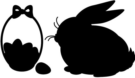Download Easter Bunny and Basket with Eggs Silhouette | Free vector ...