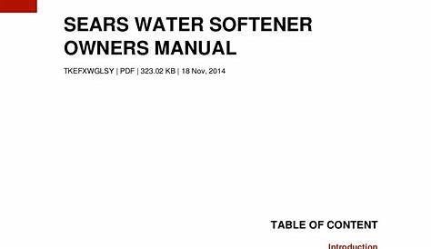 Sears water-softener-owners-manual