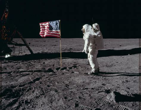 Astronauts On Moon American Flag Nasas Apollo 11 Mission Pictures