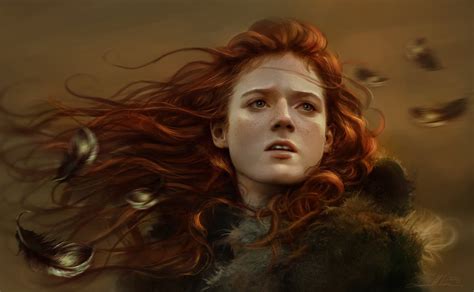 Red Haired Woman Painting Redhead Artwork Women Face Hd Wallpaper