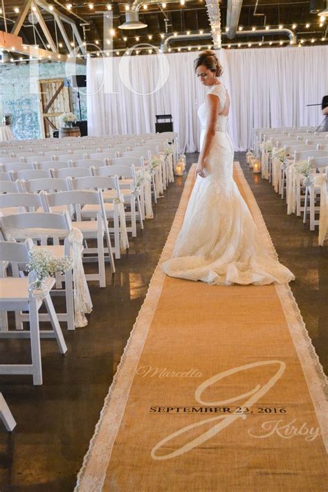 60ft Burlap Runner With Beautiful Lace Border By I Do Aisle Runners