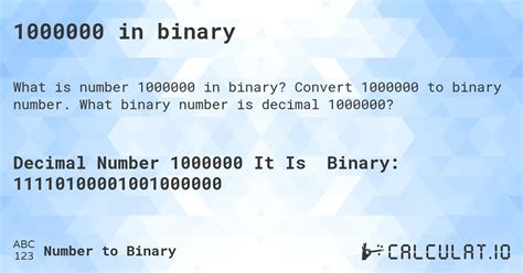 1000000 In Binary Calculatio