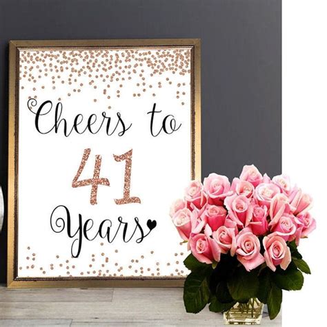 Cheers To 41 Years 41st Birthday Sign 41st Anniversary Sign Etsy