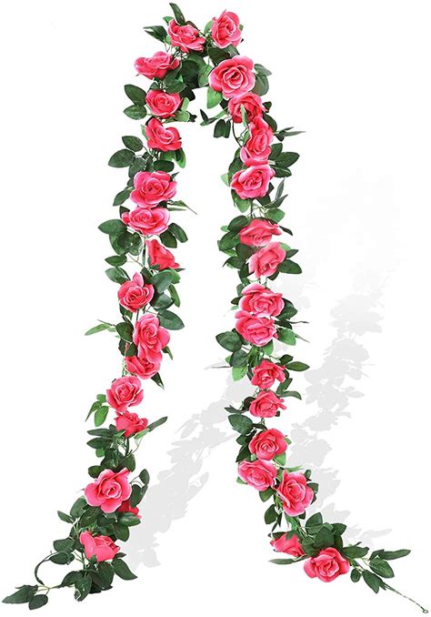 2 Pack 69 Heads Artificial Rose Vine Flowers Garlands Decorations
