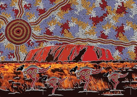 Uluru Ayers Rock Authentic Aboriginal Arts Posters By Hogartharts