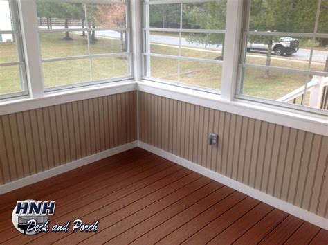 Screened Porch With Eze Breeze Panels Vinyl Bead Board Knee Wall In
