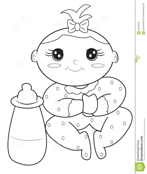 38+ baby girl coloring pages for printing and coloring. Baby girl coloring page stock illustration. Illustration ...
