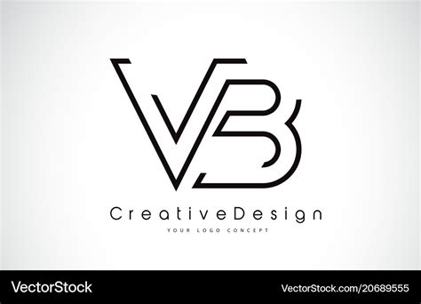 Vb V B Letter Logo Design In Black Colors Vector Image