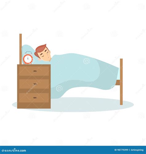 Man Sleeping In Bed Stock Vector Illustration Of Night