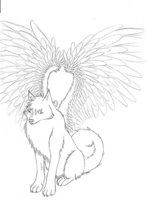 Printable winged wolf angel coloring page. Winged Wolf Coloring Pages at GetDrawings | Free download