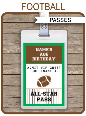 football party  star vip passes template party favors