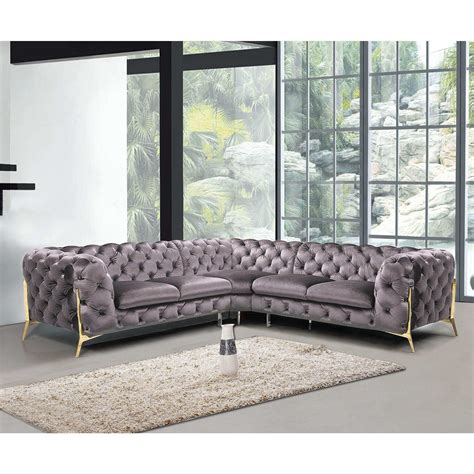 Ce canapé capitonné en tissu gris foncé 3 places avec accoudoirs, au look contemporain s'intégrera dans tous les intérieurs modernes. Canape d angle capitonne chesterfield velours gris carmen ...
