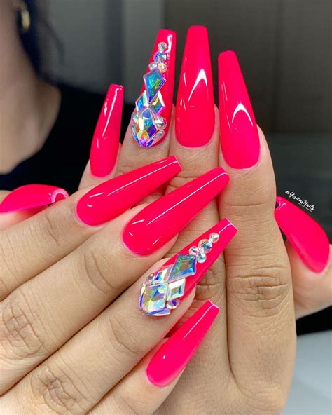 hot pink coffin nail designs daily nail art and design