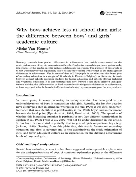 Why Boys Achieve Less At School Than Girls The