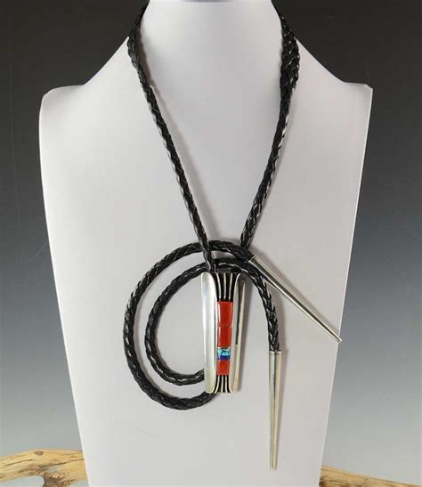 Wes Willie Inlay Bolo Tie Navajo Sedona Native American Jewelry