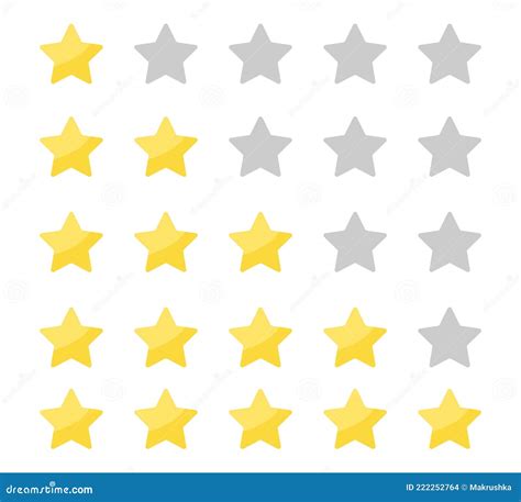 Yellow Stars Rating On White Background Feedback Evaluation In Flat