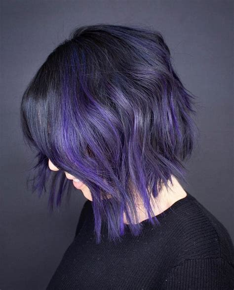 Top Photos Black Hair With Dark Purple Highlights Versatile Ideas Of Purple Highlights
