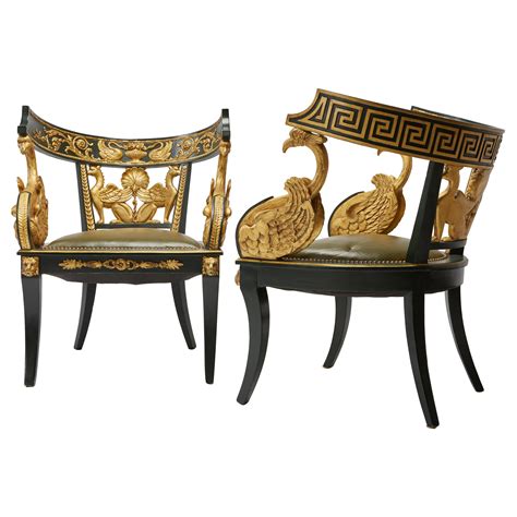 1960's brass Italian arm chairs with Greek key detail pair 2