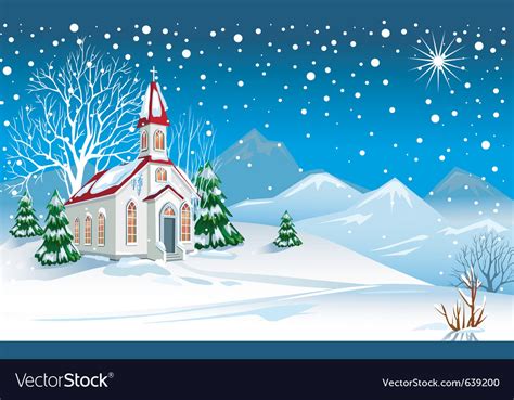 Winter Landscape With Church Royalty Free Vector Image
