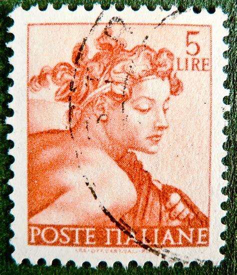 Italian Stamp Italy 5 Lire Orange Italien Postes Postage P Flickr
