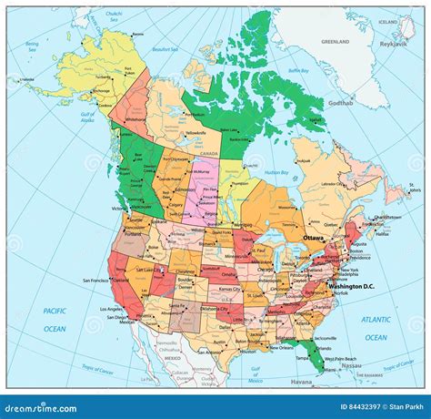 Usa And Canada Large Detailed Political Map With States Provinces And