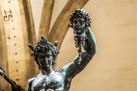 Bronze Statue Of Perseus Holding The Head Of Medusa In Florence Made