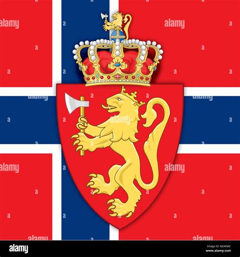 Norway Coat Of Arms And Flag Symbols Of The Country Stock Vector Image