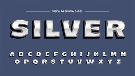 Premium Vector Bold Chrome Silver Artistic Font