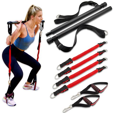 Black Mountain Products Portable Pilates Bar With Resistance Bands