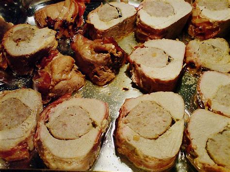 Schweinefilet mit Bratwurst gefüllt von racing