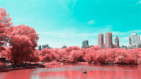 Hd Wallpaper Central Park Infrared Lake Manhattan New York City